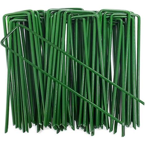 Pointes de gazon synthétique en forme de U de 150 mm, antirouille, pour fixation de barrières anti-mauvaises herbes, bâches de tente en câble métallique, 50 pièces (1/4)