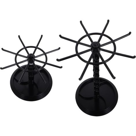 Lot de 2 Présentoirs à Bijoux Rotatifs Noirs Support de Bureau 2 Niveaux Organisateur pour Porte-Clés Colliers et Bracelets Rack de Stockage Polyvalent pour Maison et Bureau (1/5)