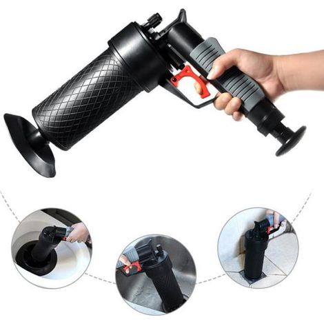 Déboucheur Canalisation, Outil Déboucheur à Pompe avec 4 Ventouses pour l'Evier Noir (1/3)
