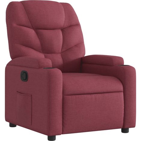 Poltrona relax porta TV rivestimento confortevole funzione basculante manuale in tessuto rosso bordeaux DEC028157
