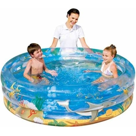 TRADE SHOP - Piscina Gonfiabile Per Bambini Trasparente Sea Life 3 Anelli 150 X 53 Cm - (1/3)