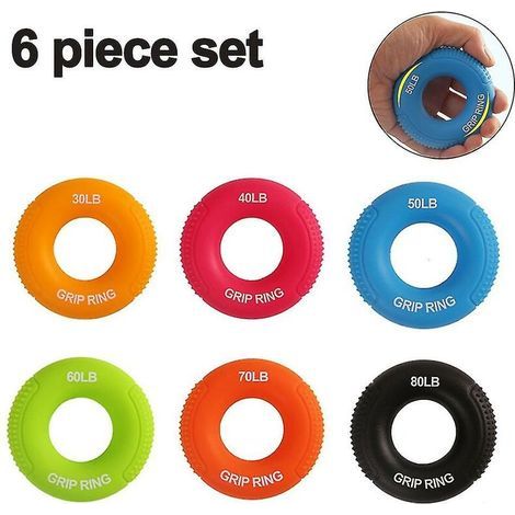 6 pièces renforcement de préhension anneau d'avant-bras exercices de main pince en Silicone (1/5)