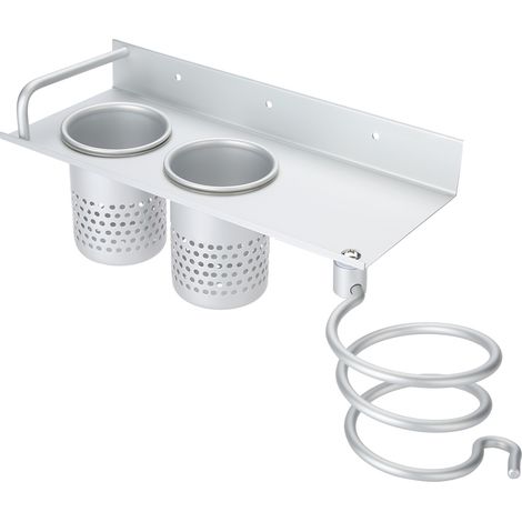 Sèche-cheveux mural salle de bain, support organiseur suspendu, porte-sèche-cheveux en alliage, fixe au mur sans perçage, étagère de rangement, 1 pièce, noir. (1/5)