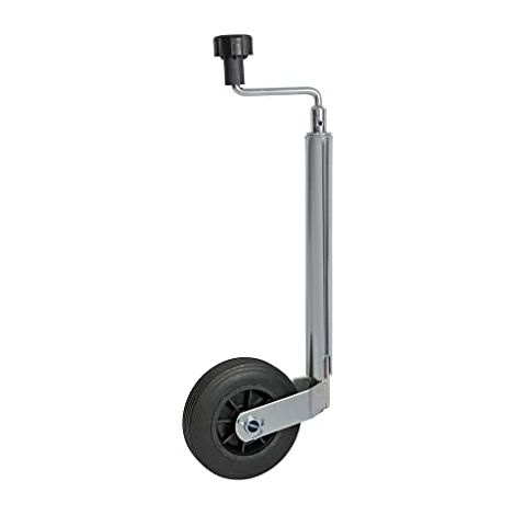 SPOTLIGHT - ROUE JOCKEY REMORQUE DIAMÈTRE 35MM AVEC MANIVELLE - ACIER GALVANISÉ - ROUE PLEINE PLASTIQUE 160MM - CHARGE MAXIMUM S