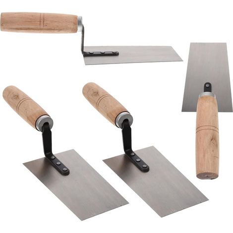 Truelle à Plâtrer en Acier Inoxydable 4pcs Manche en Bois, Design Riveté pour Finition Précise, Haute Efficacité de Travail en Maçonnerie (1/5)