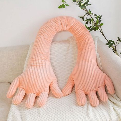 Coussin Forme Main - 80 cm - Tissu Velours Doux - Rembourrage Polyester - Pour Canapé Chambre Décoration Intérieure - 1 Pièce (1/3)