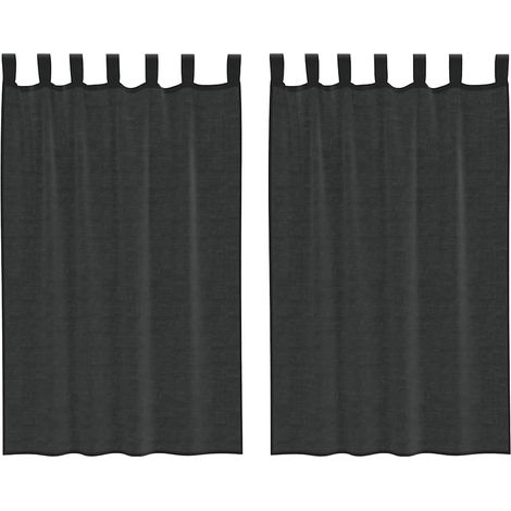Maison Exclusive - Voile Vorhänge mit Lasche 2 Stk. Schwarz