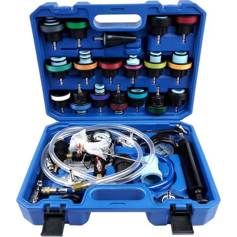 31pcs Universal Pressure Testers Tester Cooling System for Radiator and Vacuum Type Cooling System for Cars, Motorcycles, Trucks, Blue (1/5)