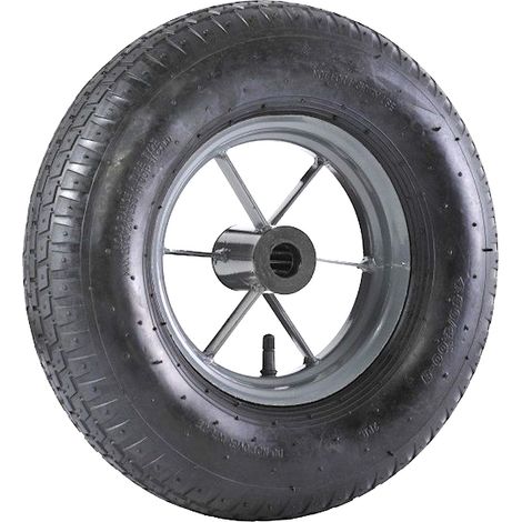 Roue brouette à pneu diamètre 400 x 100 alésage 25 longueur de moyeu 76 mm roulement à rouleaux