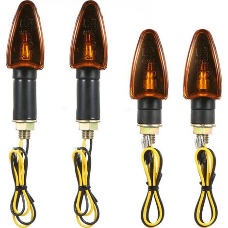 4Pcs 12V Ampoule De Velo De Moto Ambre Avant Et Arriere Clignotant Indicateur Lumineux (1/5)