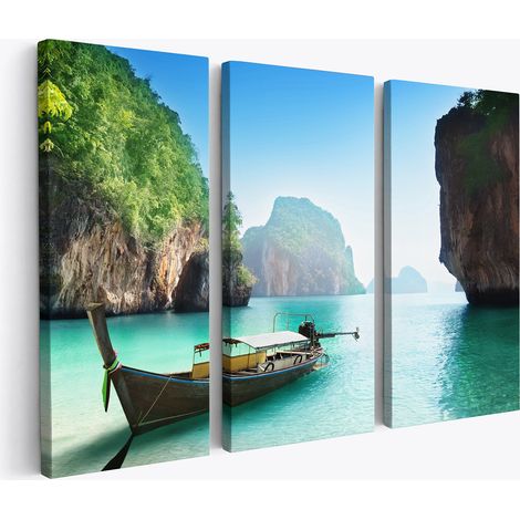 Tableau triptyque sur toile - Paysage île de Krabi en Thaïlande (1/2)