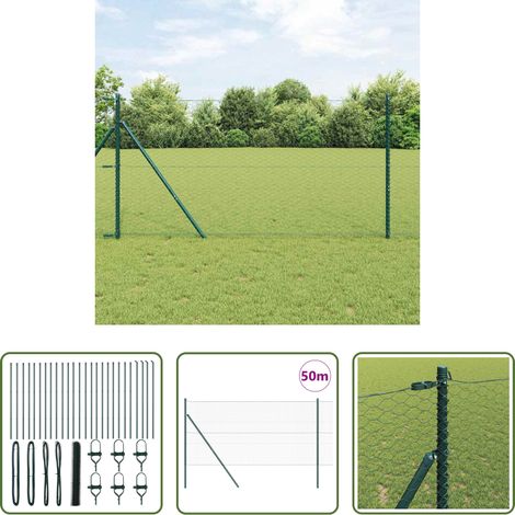 vidaXL Sécurité extérieure - Poteau de clôture. Vert 50 x 1,2 m (maillage de 36 mm) (1/5)