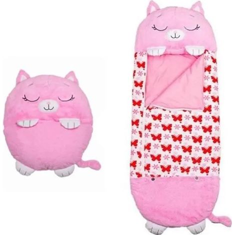 Sac de Couchage Enfant - - Happy Nappers - 180x70 cm - Coton - Rose (1/4)