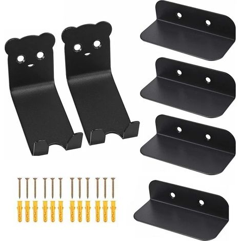 Gancho de pared para pedales de bicicleta, paquete de 2, soporte de pared para bicicleta, almacenamiento de pared, soporte para neumáticos, color negro (1/5)