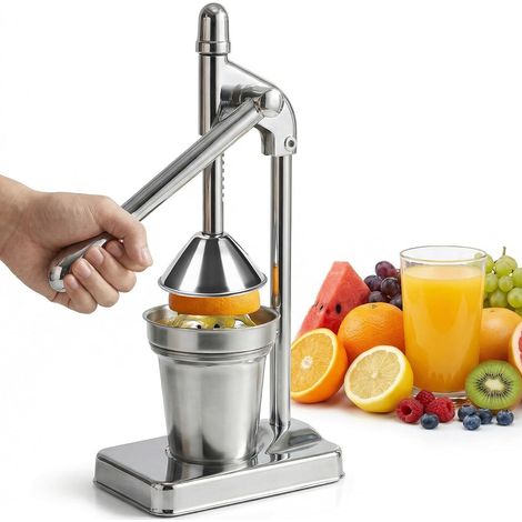 Presse-fruits manuel en acier inoxydable - convient pour extraire le jus des légumes, des fruits et des oranges. (1/4)