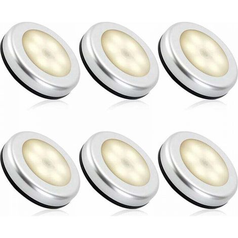Veilleuse detecteur de mouvement intérieur,lampe led detecteur de mouvement pile pour escaliers, Eclairage LED Placard Armoire Couloir chambre enfant Auto ON / OFF Adhésif (6pcs,blanche chaude) (1/4)