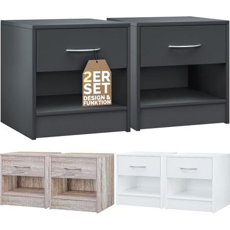 Bedside table set of 2 anthracite 41x39x28 cm