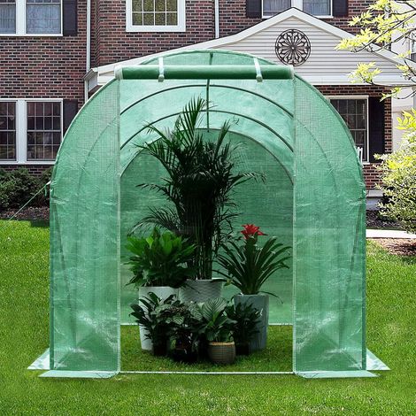WOLTU Garden Greenhouse. Removable PE Cover 140gsm. Plant Shelter with 6 Windows and 1 Zippered Roll-up Door. 200x300x190cm. Green (1/5)