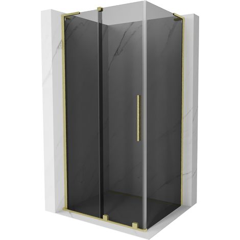 Mexen Velar L Duschkabine verschiebbar 120 x 70 cm, Graphit, gebürstetes Gold - 871-120-070-43-55