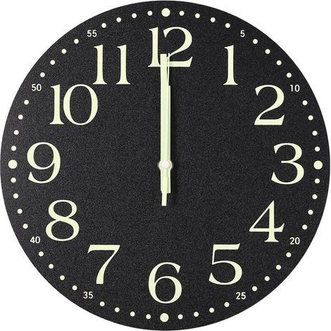 Horloge Murale 12 Pouces Silencieuse Lumineuse à Piles pour Chambre à Coucher (1/4)