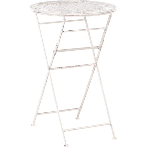 Mesa de bar de jardín plegable efecto envejecido tablero de metal hierro beige claro Trieste