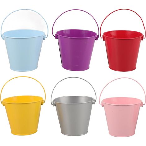 Lot de 6 Seaux Suspendus en Fer Coloré 8 X 10,5 X 12 Cm, Pots de Fleurs Miniatures pour Balcon et Jardin, Jardinières Murales Décoratives, Porte-Fleurs en Métal Polyvalents (1/5)