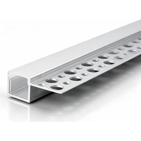 Lot de 6 profilés LED pour cloison sèche - 1 m - Barre encastrable en aluminium - Pour bandes LED de 12 mm - Pour sous-structure, étagère, mur, table, plafond et coins (B) (1/5)