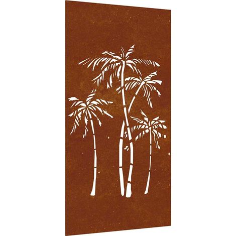 Décoration murale jardin 105x55 cm acier corten design palmier