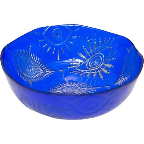 Bol à Soupe en Verre Bleu au Design Artistique pour la Table 15 x 15 x 15 cm - PANGIVO (1/4)