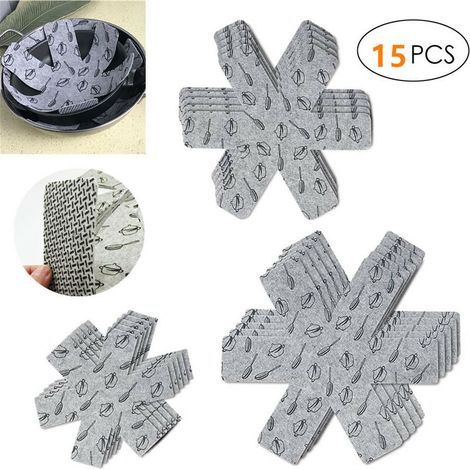 royaluxe - Protection Casseroles et Protège-Poêle, 15 Pièces Poele Protection, Premium Coussinets D'intercalaire Séparé et Protéger Les Surfaces de Votre Cuisine pour Éviter Les Rayures(3 Tailles,26cm (1/5)