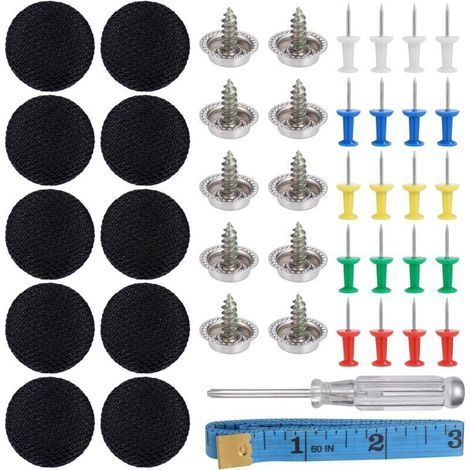 65 pezzi di bottoni per tetto auto, decorazione auto, elementi di fissaggio, tappi a vite, riparazione tetto auto, fibbie di fissaggio tetto auto, bottoni per fissaggio rivestimento interno auto, neri (1/5)