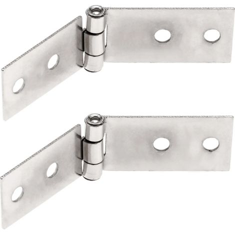 Lot de 2 charnières en alliage de zinc argenté pour portes de placard, valises, meubles, bijoux, boîtes en bois, vis incluses (74 x 20 mm). (1/5)