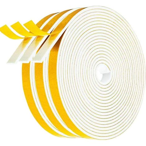 Joint Porte Isolation, Bande de Joint d'Étanchéité en Caoutchouc 6mm(L) X 1.5mm(H), Mousse Adhesive, Calfeutrage Fenetre pour Preuve de Collision, Anti-Froid, Antichoc (5M X 3 Rouleaux) (1/4)