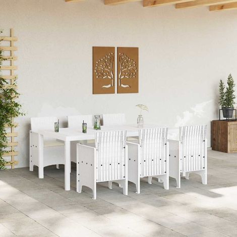 Maison Exclusive - Garten Essgruppe 7 pcs Weiß Polypropylen