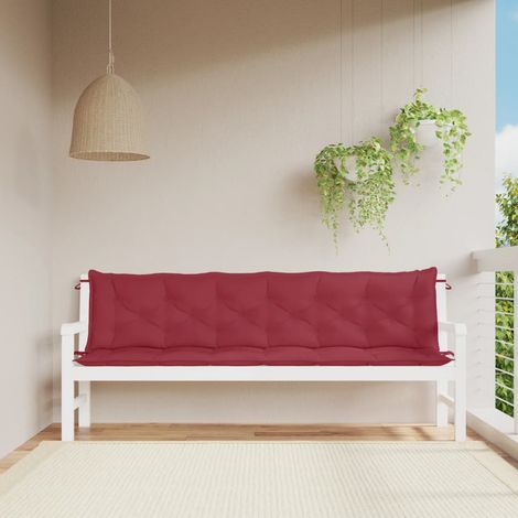 vidaXL Cuscini per Panca 2 pz Rosso Vino 200x50x7 cm in Tessuto Oxford