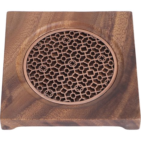 Lot de 2 dessous de plat carrés en noyer pour théière, isolation thermique et protection de table. (1/5)