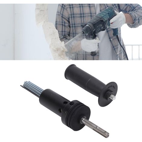 Accessoire de détartrage à aiguilles pour marteau électrique, tige ronde, 2 fosses, 2 fentes, adaptateur pour détartrage à aiguilles pour marteau électrique, pour l'élimination de la rouille et le bur (1/5)