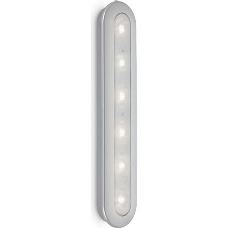 BRILONER ROW Schrankbeleuchtung, Push-Taste, kleben und bohren, Timerfunktion, Batteriebetrieb, silberfarbig, 30,5 x 6,3 x 2,6 cm