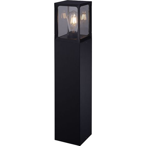 CRIZ IP44 Straßenlaterne/Darklight 1xE27 L.12,3xB.12,3xH.65cm Aluminium GlasSchwarz
