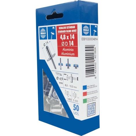 Remache c14 cabeza alomada Ø 4,8 x 14 mm bralo 50 uds (1/2)