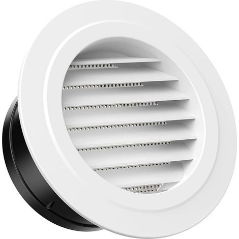 Rejilla de ventilación redonda de plástico de 100 mm con mosquitera, apta para paredes interiores y exteriores. (1/4)