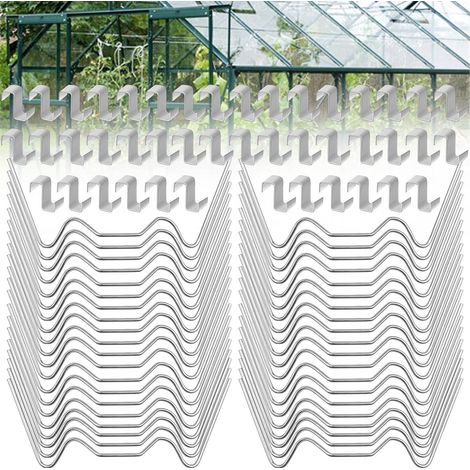 Lot de 100 clips de serre, clips de serre, clips en acier inoxydable pour serre, clips de serre, accessoires de serre antirouille pour panneaux creux, panneaux de serre (1/5)