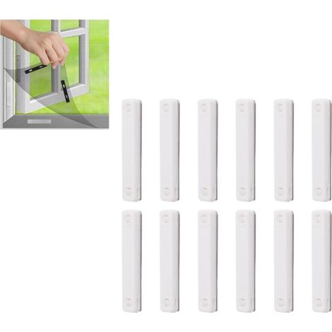12Pcs Autoadhésif aimant de fenêtre magnétique moustiquaire autocollants de fenêtre,Clips de fixation de fenêtre pour écran de mouche (blanc) (1/5)