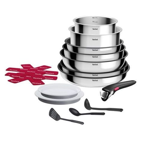 Batería de cocina Tefal Ingenio Cook Eat set Inox 15p Cacerolas, sartenes y utensilios L881SF04 (1/5)