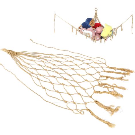 Sac en filet de corde de coton tissé pour filet d'angle de hamac à jouets, grande capacité de rangement, capacité de charge élevée pour les jouets d'enfants. (1/5)