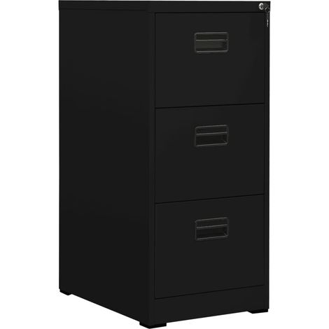 Cajoneras mueble de oficina archivador 3 cajones 46 x 62 x 102,5 cm en acero negro DEC024585
