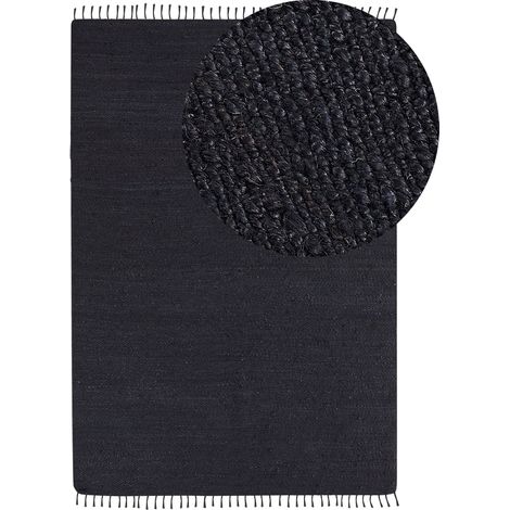 Tappeto corridoio 160 x 230 cm Rettangolare tessuto a mano con nappe decorative Nero Sinankoy