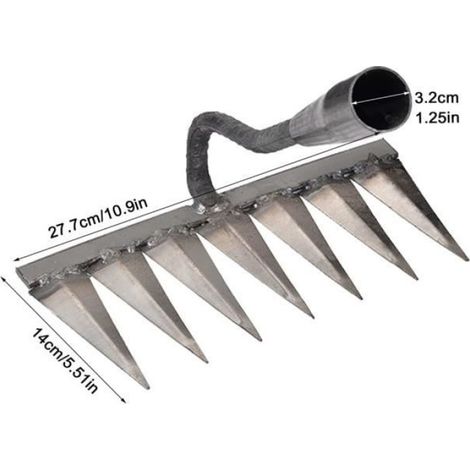 1 Râteau déchaumeur,Acier au carbone,7 dents pointues,Désherbage et ameublissement,Jardin extérieur (1/4)