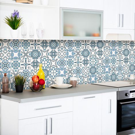 Sticker Mural Carrelage adhésif Cuisine Salle de Bain - 30 STICKERS CARRELAGES AZULEJOS ALBERTINO - 30stickers10x10cm (1/5)