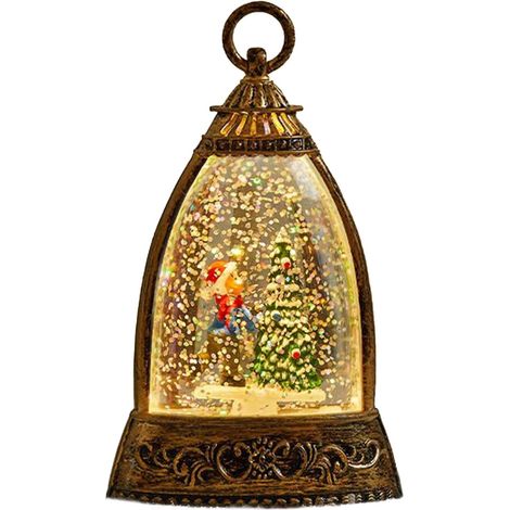 Lanterne Boule à Neige de Noël Lampe Éclairée Scintillante Fonctionnant sur Décor De Bureau De Noël pour Thanksgiving Vacances Anniversaire Fête Bureaux Maison Chambre (1/5)